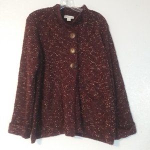 Coldwater Creek women's size M burgundy confetti boucle cardigan sweater